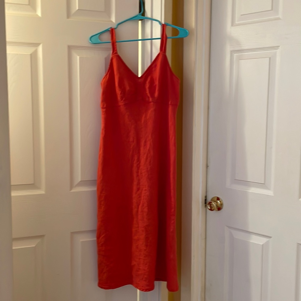 Cute summer  linen dress, from top of adjustable shoulder strap 46 inches long